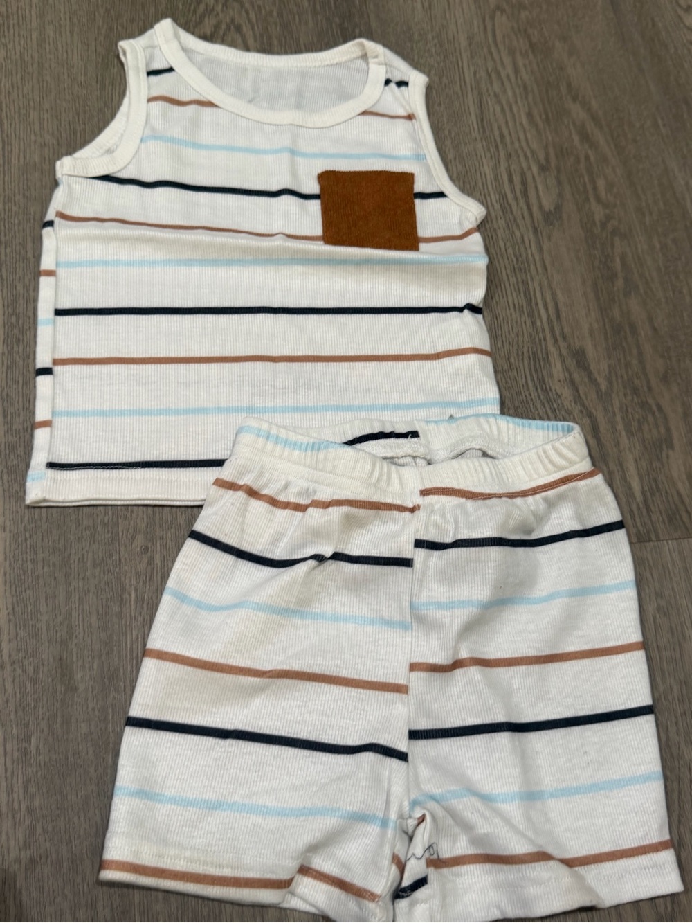 2Pcs Baby Boy Summer Toddler Striped Beach Tank Top Short Set 12-18 Months